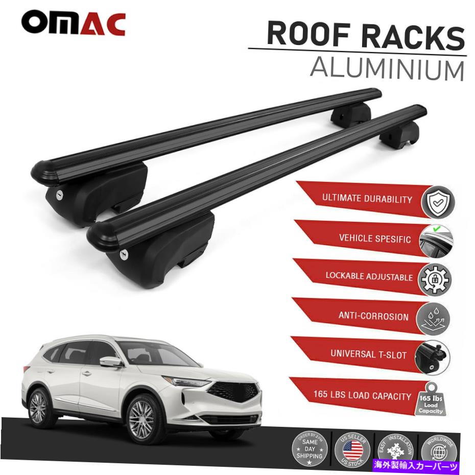 ルーフキャリア 黒いルーフレールラッククロスバーAlu。 Acura MDX 2021-2022の荷物キャリア Black Roof Rail Rack Cross Bars Alu. Luggage Carrier For Acura MDX 2021-2022【並行輸入品】