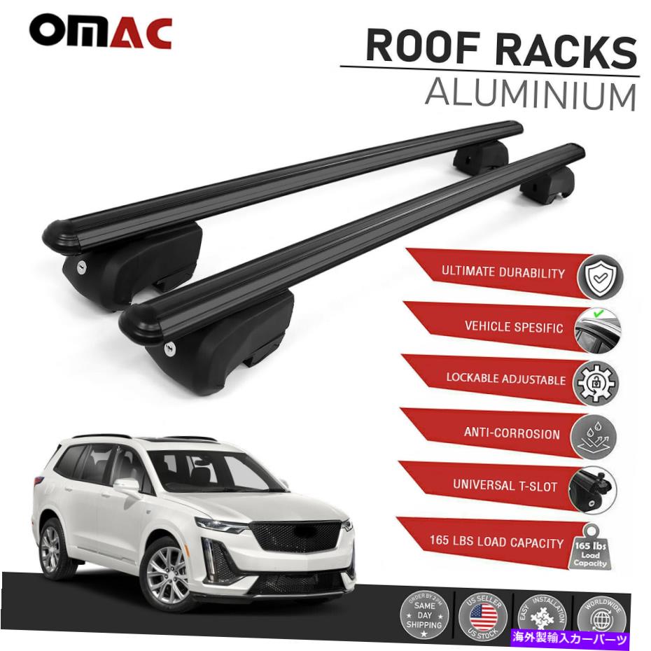 ルーフキャリア Black Roof Rail Rack Cross Bar Black Roof Rail Rack Cross Bars Alu Luggage Carrier For Cadillac XT6 2020-2022【並行輸入品】