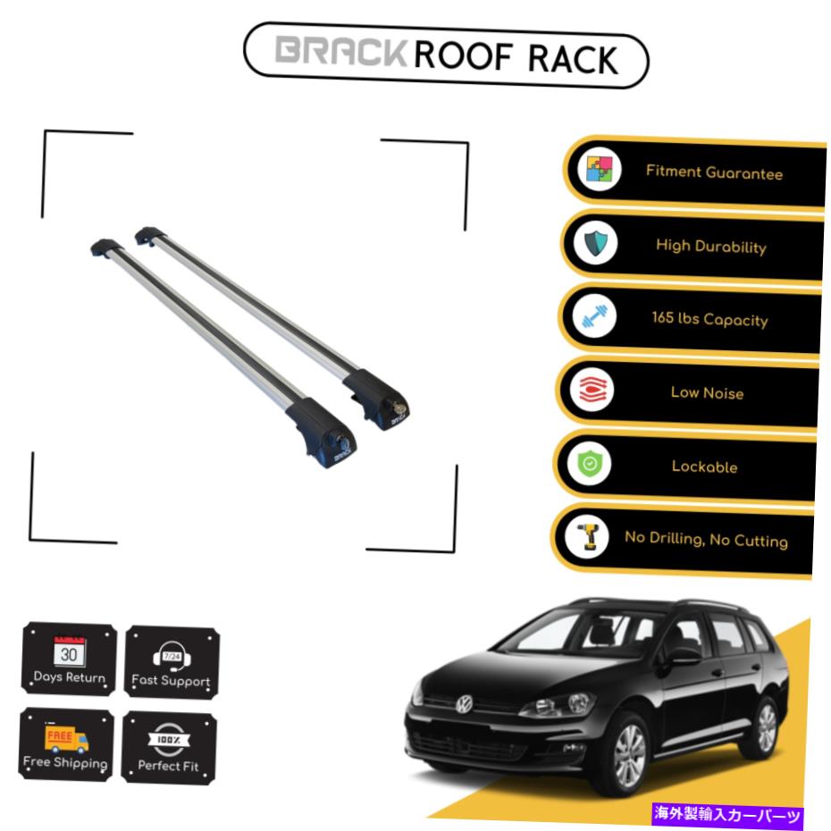 ルーフキャリア VW 2010-2013ゴルフスポーツワーゲンシルバーのブラックルーフラッククロスバー BRACK Roof Rack Cross Bars For Vw 2010 - 2013 Golf Sportwagen Silver【並行輸入品】