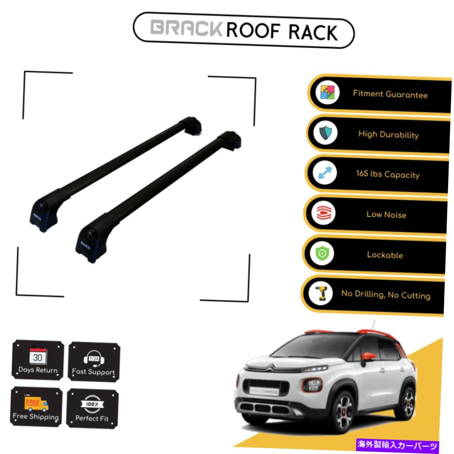 ルーフキャリア シトロエンC3エアロス2017-Upブラック用ブラックルーフラック荷物荷物キャリアクロスバー BRACK Roof Rack Luggage Carrier Cross Bars For Citroen C3 Aircross 2017-Up Black【並行輸入品】