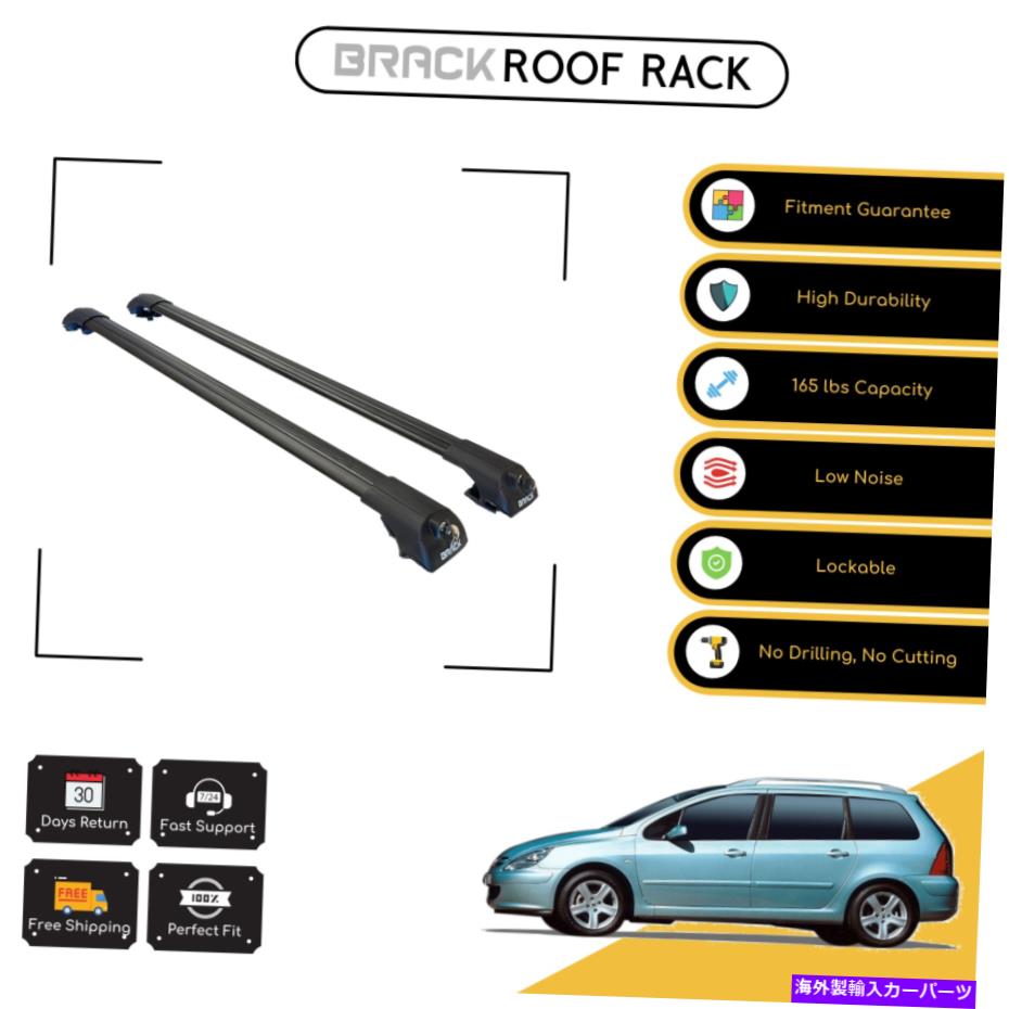 ルーフキャリア ブラックルーフラック荷物キャリアプジョー307 SW 2002-2004ブラック用クロスバー BRACK Roof Rack Luggage Carrier Cross Bars For Peugeot 307 Sw 2002 - 2004 Black【並行輸入品】