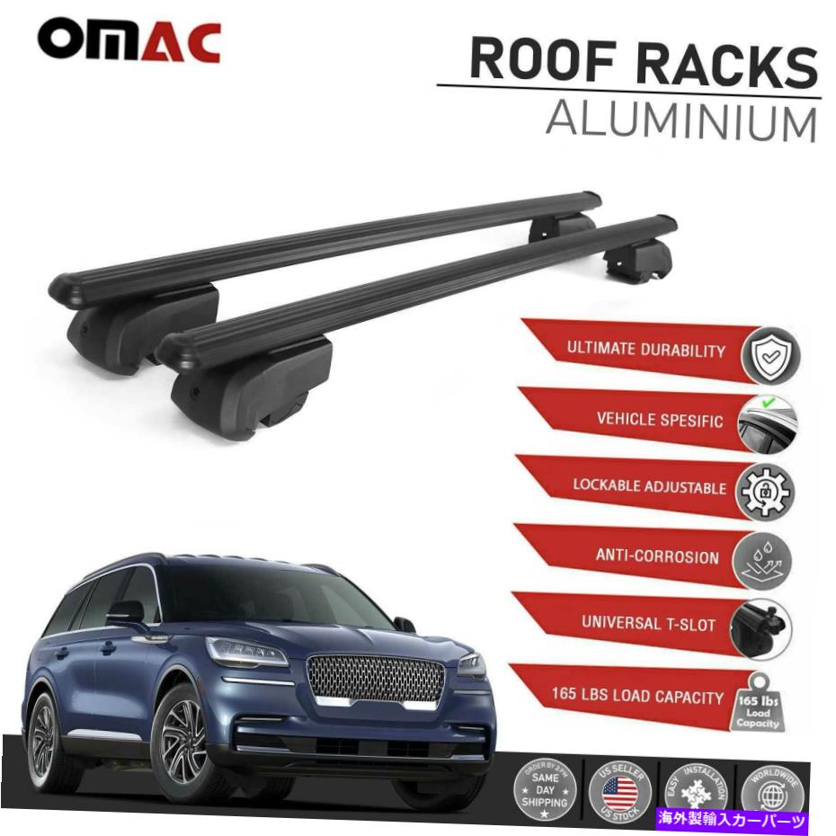 ルーフキャリア リンカーンアビエーター2020-2022のための黒いルーフレールラッククロスバーAlu荷物キャリア Black Roof Rail Rack Cross Bar Alu Luggage Carrier For Lincoln Aviator 2020-2022【並行輸入品】