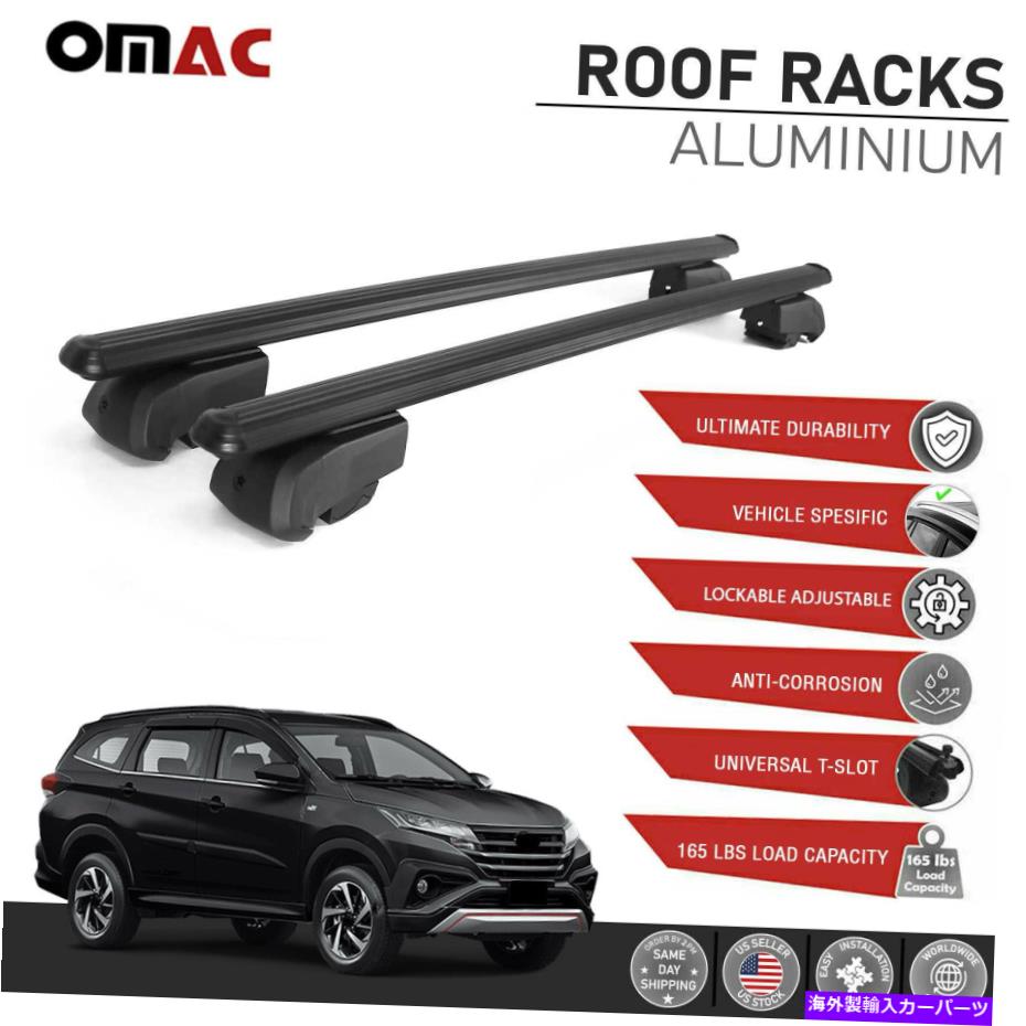 ルーフキャリア トヨタラッシュ2017-2022クロスバー荷物キャリアブラックAluのルーフレールラック。 Roof Rail Rack For Toyota Rush 2017-2022 Cross Bars Luggage Carrier Black Alu.【並行輸入品】