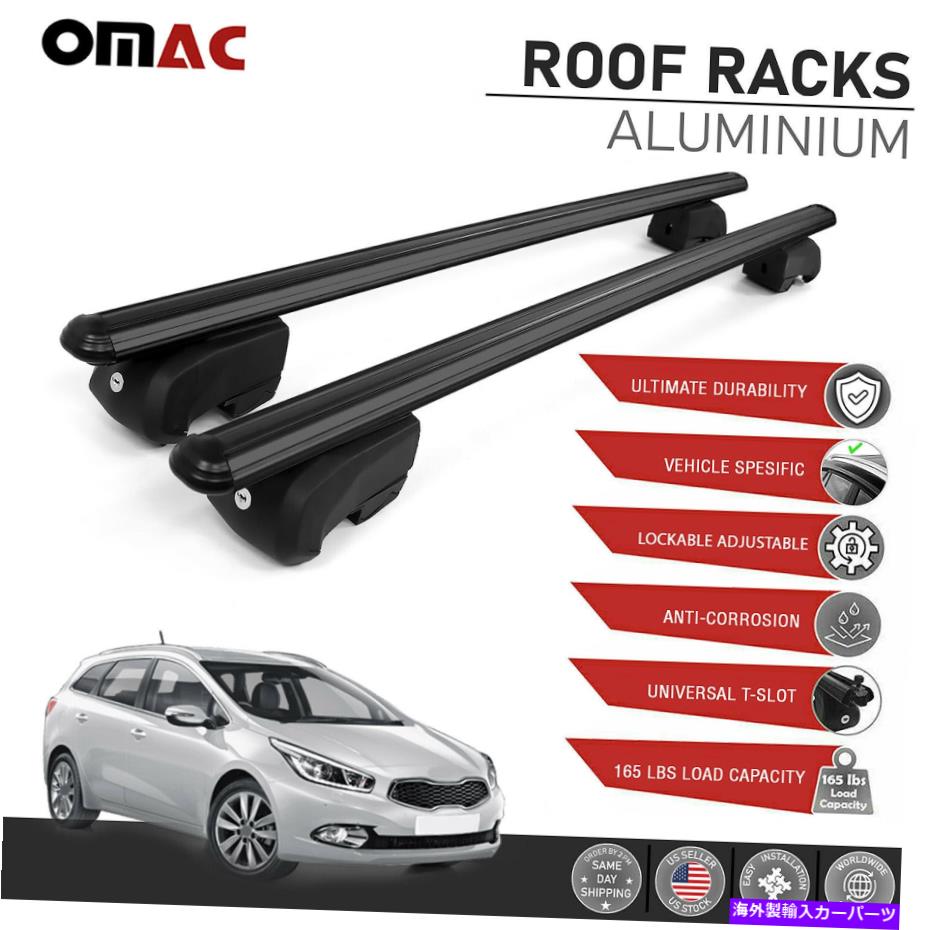 ルーフキャリア Kia Ceed JD SW 2012-2018用のブラックルーフレールラッククロスバーALU荷物キャリア Black Roof Rail Rack Cross Bars Alu Luggage Carrier For KIA Ceed JD SW 2012-2018【並行輸入品】