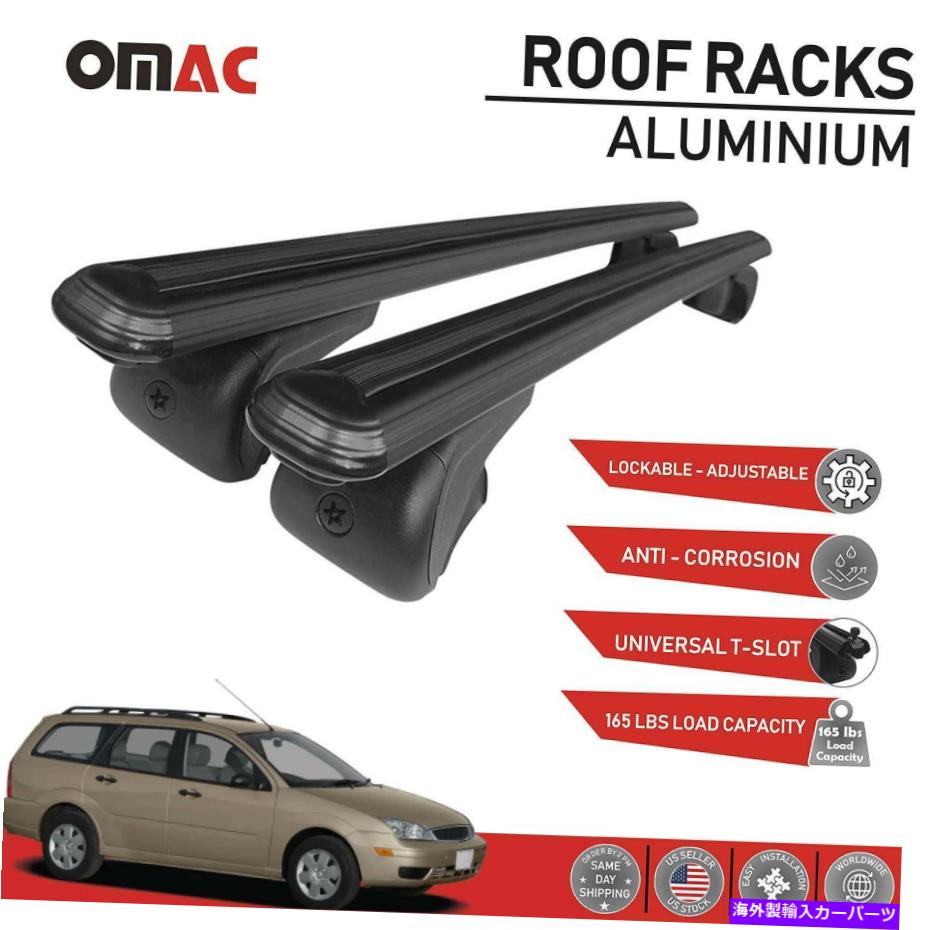 ルーフキャリア ルーフラッククロスバー荷物キャリアブラックフォードフォーカスワゴン2000-2007 Roof Rack Cross Bars Luggage Carrier Black for Ford Focus Wagon 2000-2007【並行輸入品】