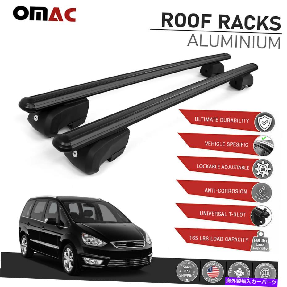 ルーフキャリア フォードギャラクシーのためのブラックルーフレールラッククロスバーALU荷物キャリア2006-2015 Black Roof Rail Rack Cross Bars Alu Luggage Carrier For Ford Galaxy 2006-2015【並行輸入品】