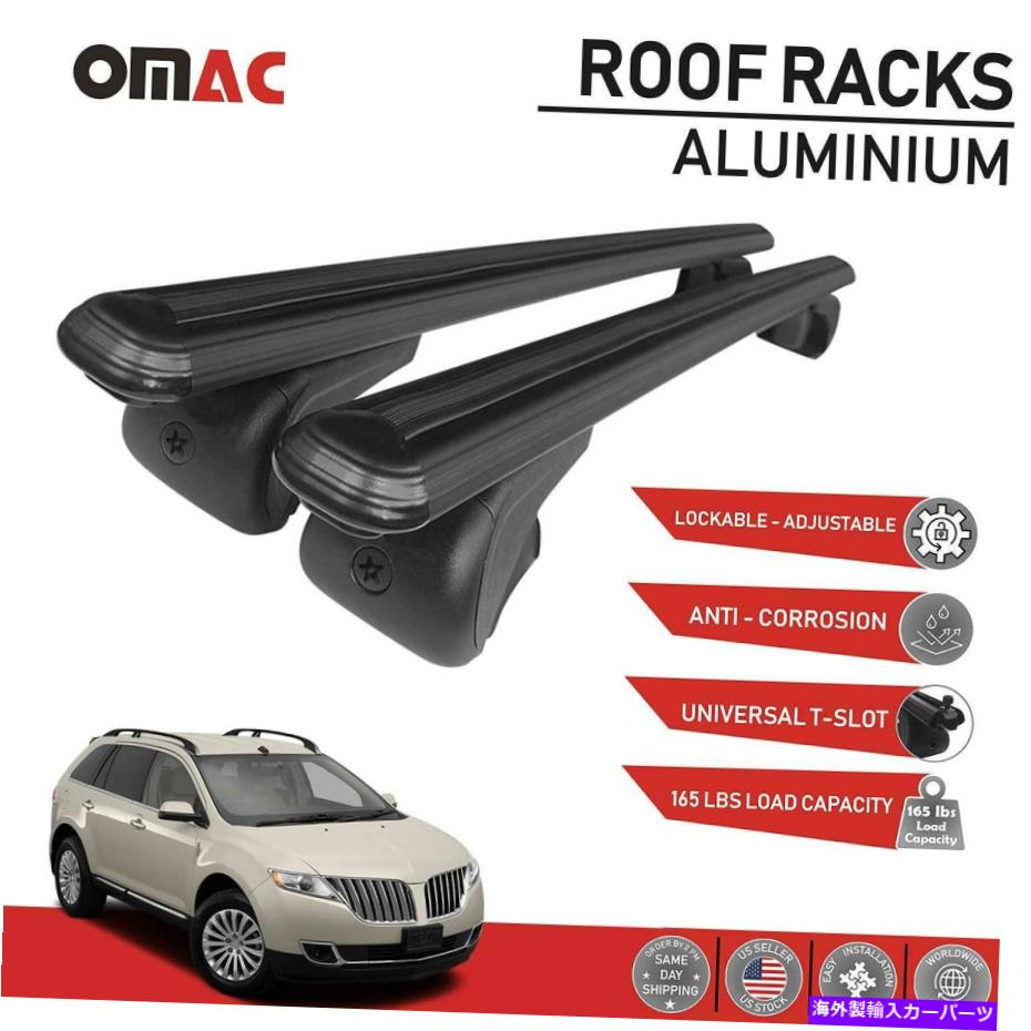 ルーフキャリア ルーフラッククロスバー荷物キャリアリンカーンMKX 2010-2015のブラックセット Roof Rack Cross Bars Luggage Carrier Black Set for Lincoln MKX 2010-2015【並行輸入品】