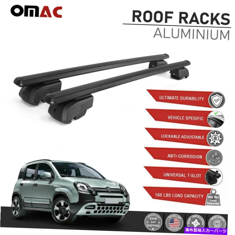 ルーフキャリア Fiat Panda Cross 2014-2022のための黒いルーフレールラッククロスバー荷物キャリア Black Roof Rail Rack Cross Bars Luggage Carrier For Fiat Panda Cross 2014-2022【並行輸入品】