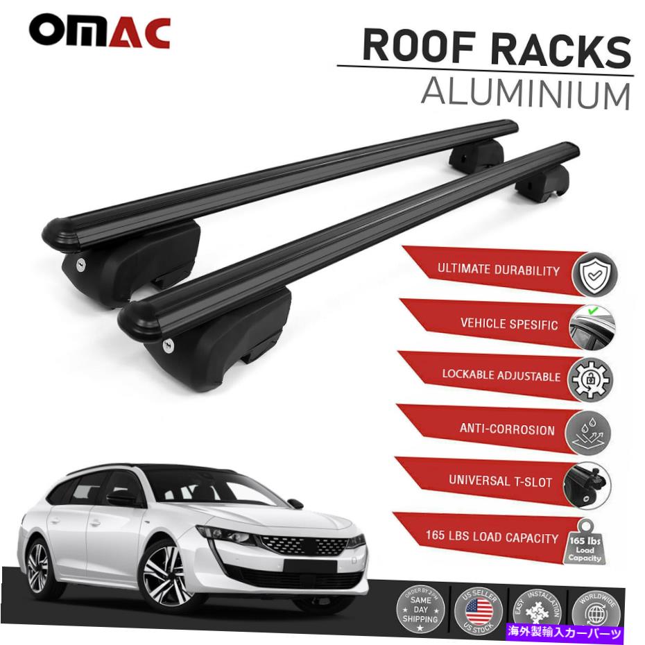 ルーフキャリア ブラックルーフレールラッククロスバープジョー508 2019-2022のための荷物荷物キャリア Black Roof Rail Rack Cross Bars Alu Luggage Carrier For Peugeot 508 2019-2022【並行輸入品】