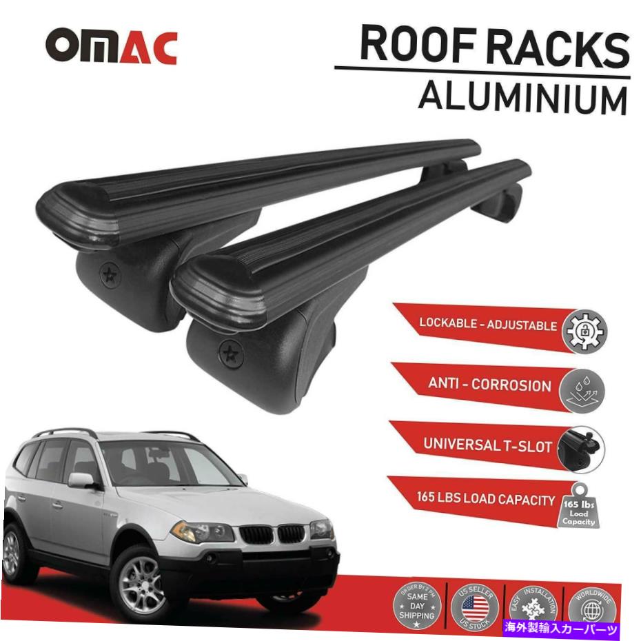 ルーフキャリア BMW X3 2003-2010用のルーフラッククロスバー荷物キャリアブラックセット Roof Rack Cross Bars Luggage Carrier Black Set for BMW X3 2003-2010【並行輸入品】