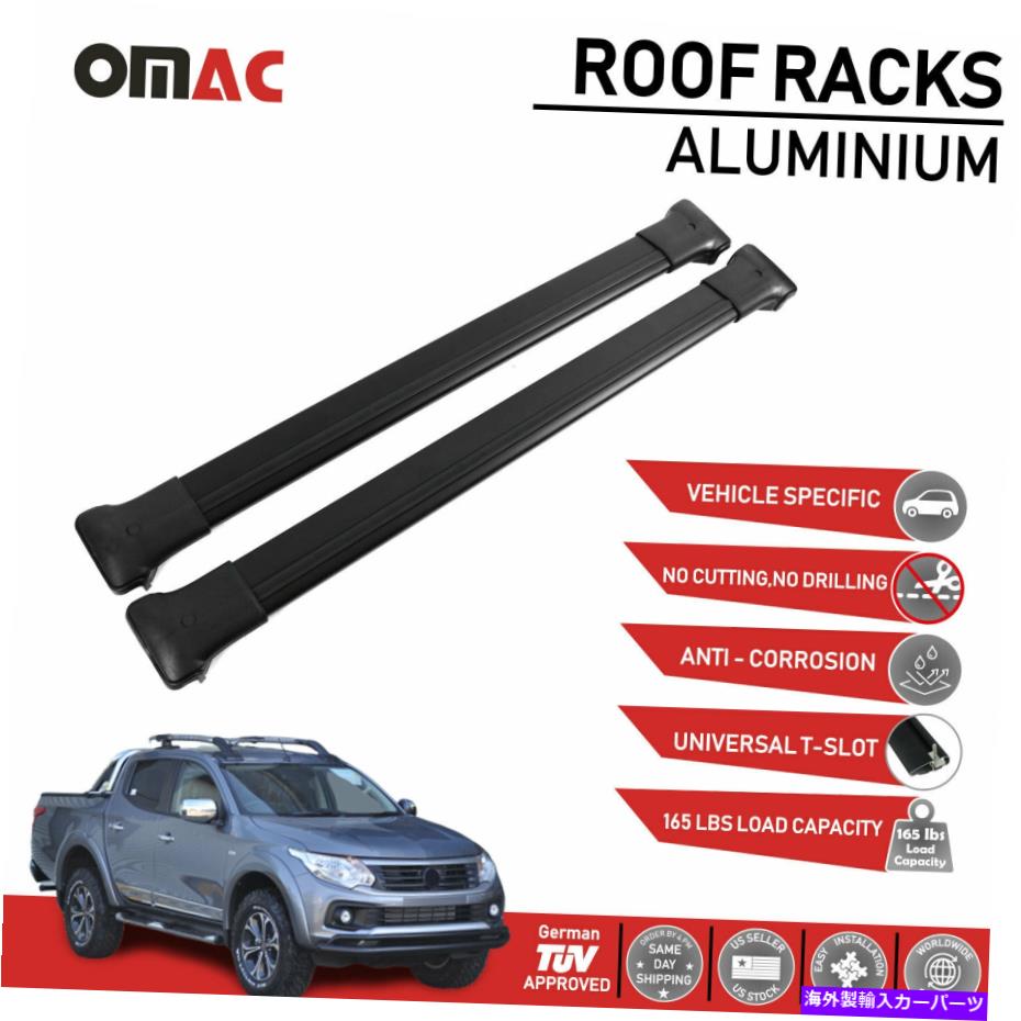 ルーフキャリア Fiat Fullback 2016-2022のためのルーフラッククロスバー荷物キャリアブラック Roof Rack Cross Bars Luggage Carrier Black for Fiat Fullback 2016-2022【並行輸入品】