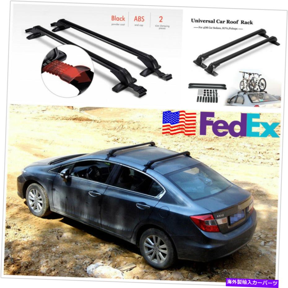 ルーフキャリア 2PCSルーフラックオーバーヘッドサイドレールバー荷物キャリアクロスバーアルミニウム合金 2pcs Roof Rack Overhead Side Rails Bars Luggage Carrier Cross Bar Aluminum Alloy【並行輸入品】