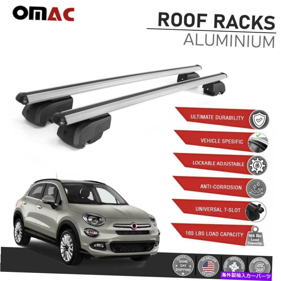 ルーフキャリア フィアット500Xトレッキング2016-2022用シルバールーフレールラッククロスバー荷物キャリア Silver Roof Rail Rack Cross Bar Luggage Carrier For Fiat 500X Trekking 2016-2022【並行輸入品】