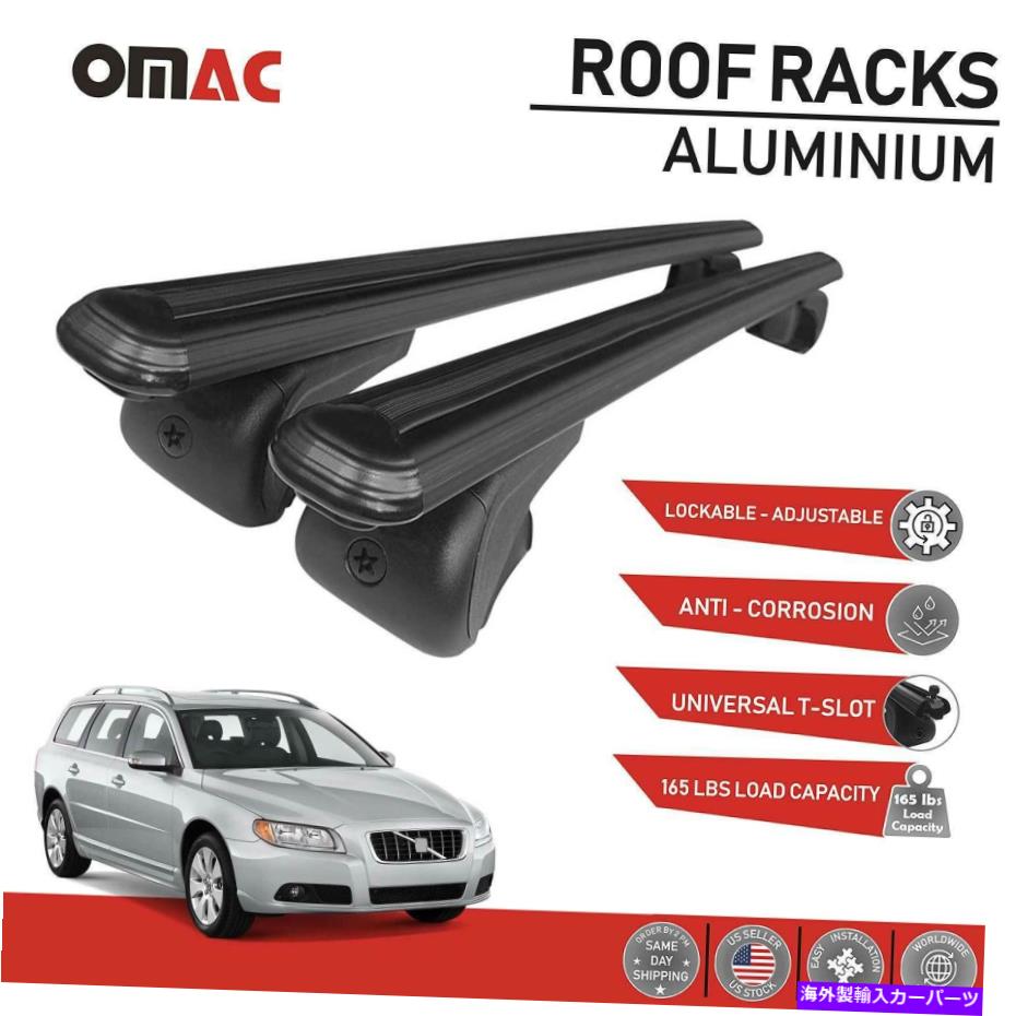 ルーフキャリア ボルボV70 XC70 2008-2010のルーフラッククロスバー荷物キャリアブラック Roof Rack Cross Bars Luggage Carrier Black For Volvo V70 XC70 2008-2010【並行輸入品】
