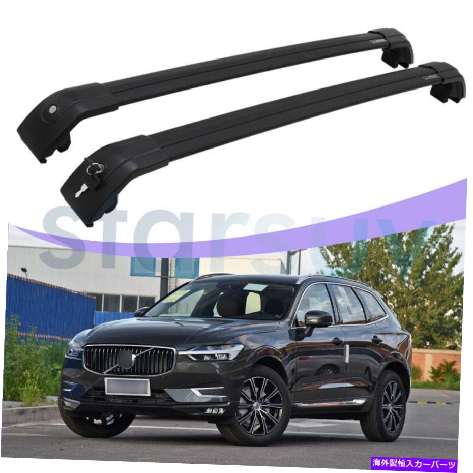 ルーフキャリア ボルボXC60 2018-2022ルーフラックレールロック可能な荷物用2 PCSブラッククロスバー 2 PCS Black Cross Bars For Volvo XC60 2018-2022 Roof Rack Rails Lockable Baggage【並行輸入品】