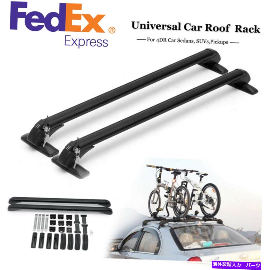 ルーフキャリア 2 PCSカールーフラックオーバーヘッドサイドレールバー荷物キャリアアルミニウム合金米国 2 Pcs Car Roof Rack Overhead Side Rails Bars Luggage Carrier Aluminium Alloy US【並行輸入品】