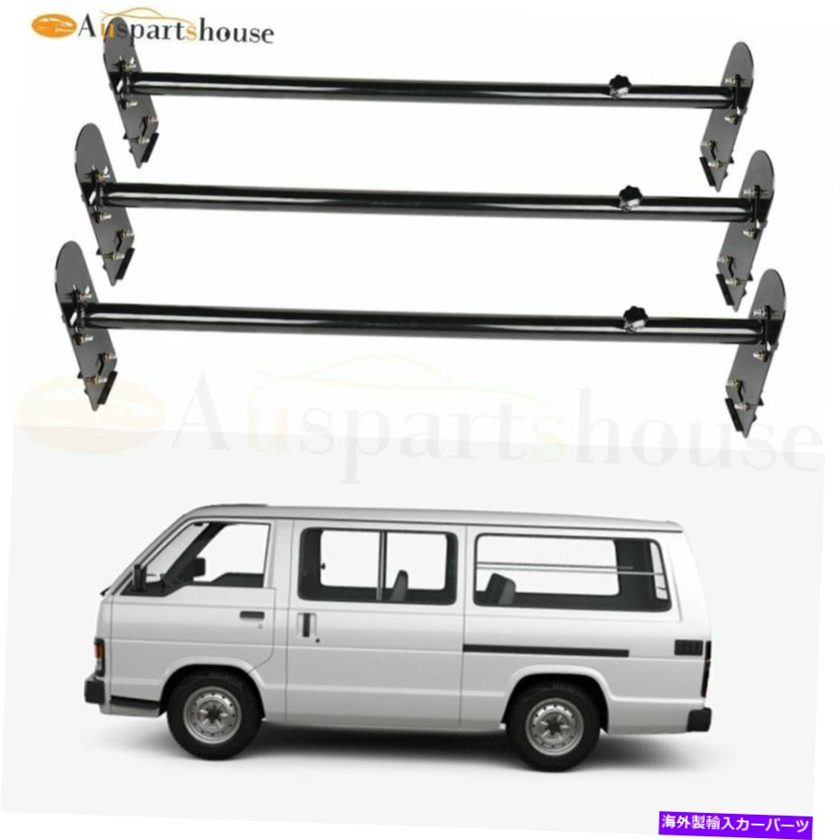 ルーフキャリア 3バールーフラックフィットフォードGMCシボレーバンラダーラック荷物キャリアブラック 3 Bar Roof Rack Fits Ford GMC Chevrolet Van Ladder Rack Luggage Carrier Black【並行輸入品】