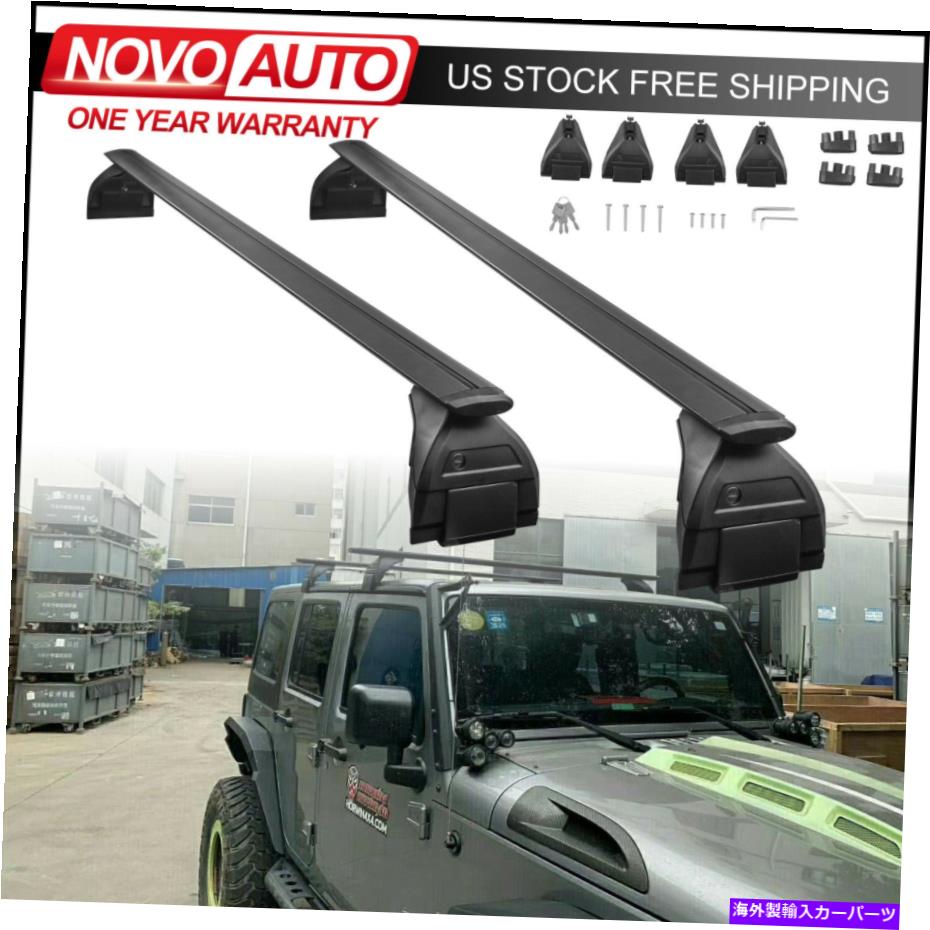 ルーフキャリア ボックス（2）2007-21ジープラングラーJK 2018-2021 JLの荷物ルーフラッククロスバー Box(2) Luggage Roof Rack Cross Bars For 2007-21 Jeep Wrangler JK 2018-2021 JL【並行輸入品】