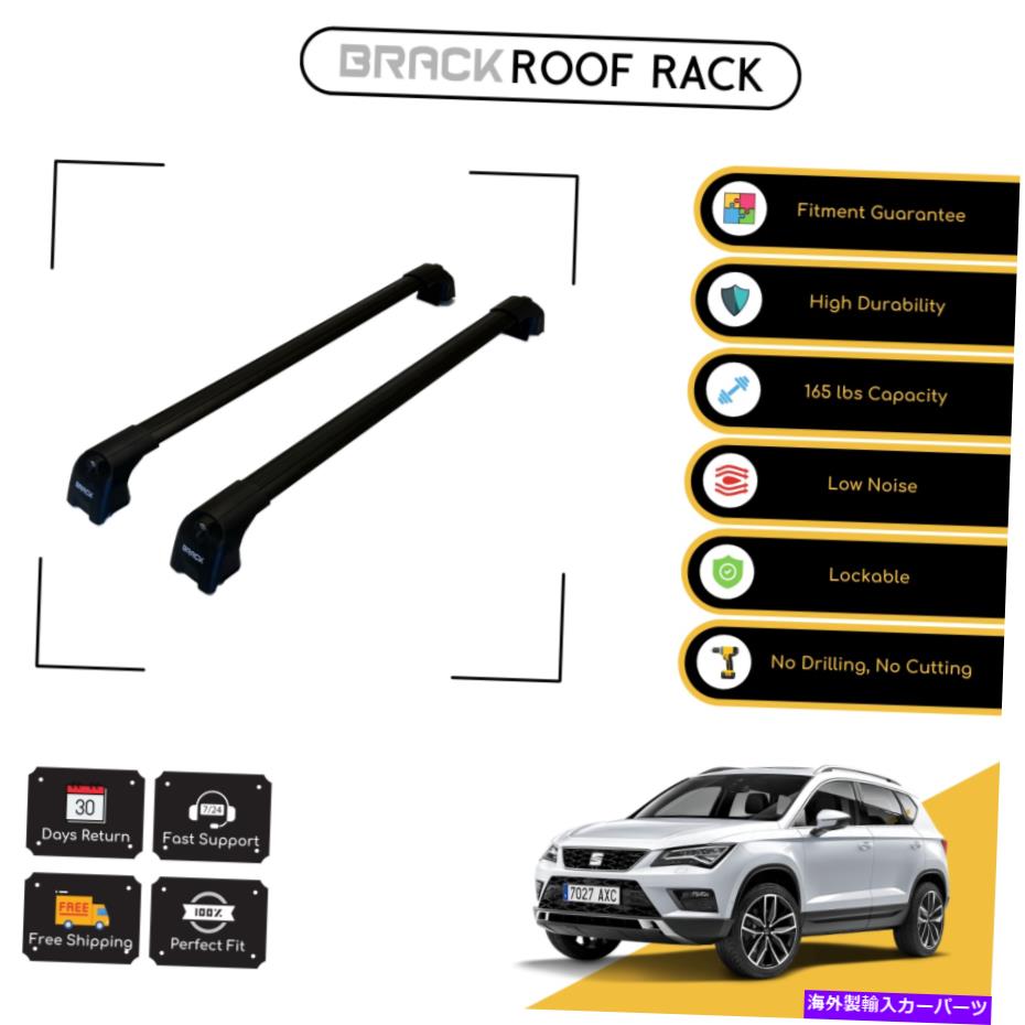 ルーフキャリア シートアートカ2018のブラックルーフラック荷物荷物ろくキャリアクロスバー - ブラックアップ BRACK Roof Rack Luggage Carrier Cross Bars For Seat Ateca 2018 - Up Black【並行輸入品】