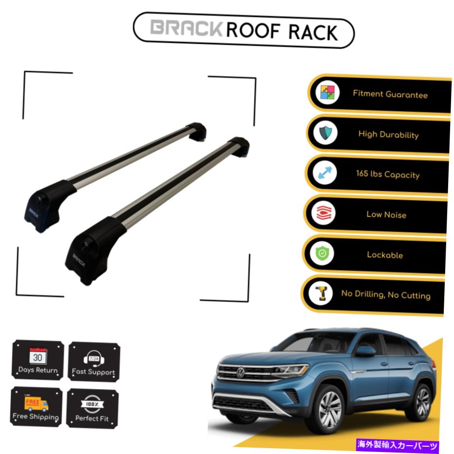 ルーフキャリア フォルクスワーゲンアトラスクロススポーツのブラックルーフラック荷物キャリア2020 -UPシルバー BRACK Roof Rack Luggage Carrier For Volkswagen Atlas Cross Sport 2020 -Up Silver【並行輸入品】