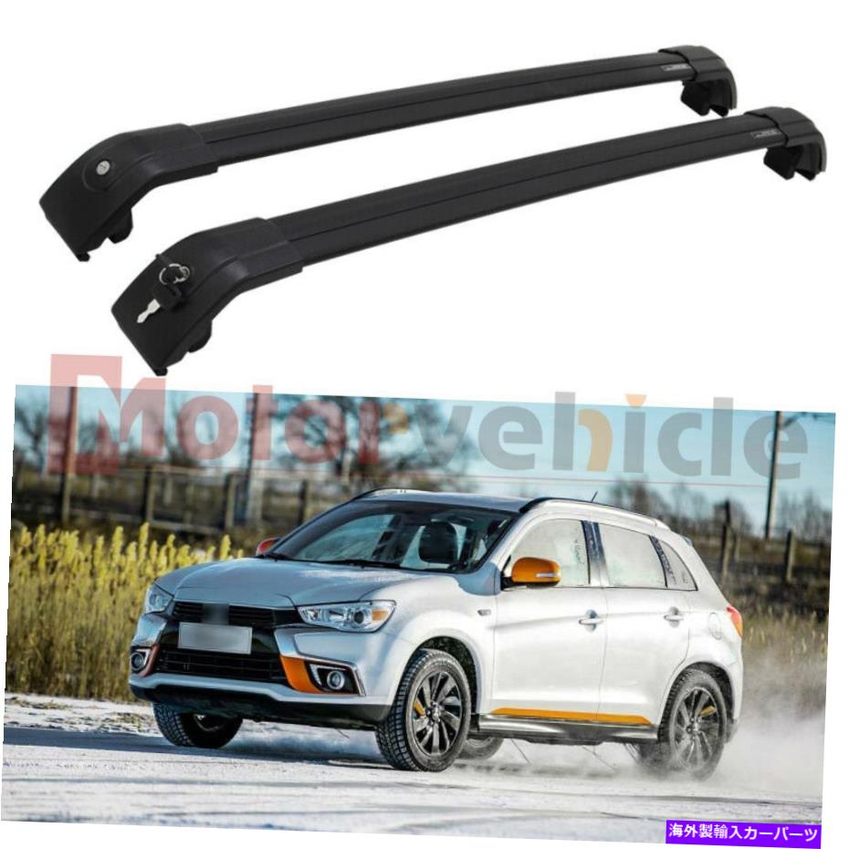 ルーフキャリア 2010-2022 Mitsubishi Outlander Sport ASXブラッククロスバールーフラックレール For 2010-2022 Mitsubishi Outlander Sport ASX Black Cross Bars Roof Rack Rails【並行輸入品】