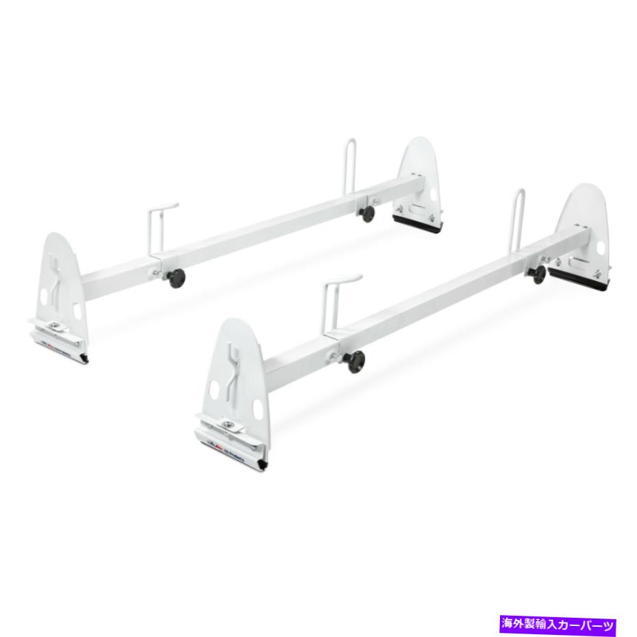 ルーフキャリア モデルX27スクエア2バーセットレインガッターバンラダールーフラックスチールラック（白） Model X27 Square 2 Bar Set Rain-Gutter Van Ladder Roof Racks Steel Rack (White)【並行輸入品】