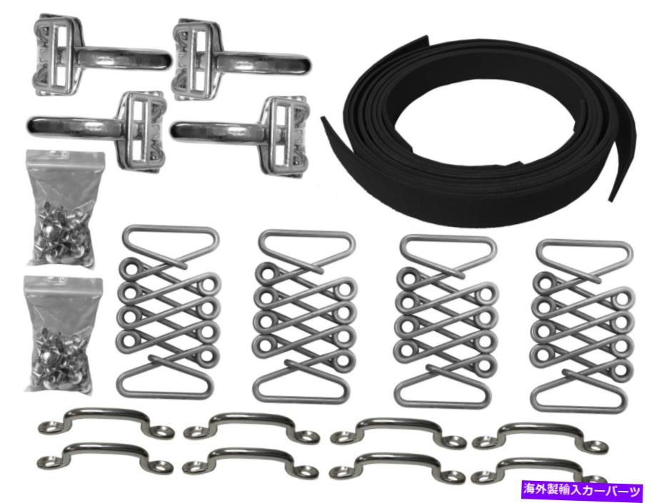 hood panel ビンテージフードストラップステンレススチールデラックスアフターマーケットキットブラックレザー Vintage Hood Strap Stainless Steel Deluxe Aftermarket Kit with Black Leather【並行輸入品】｜Us Custom Parts Shop USDM