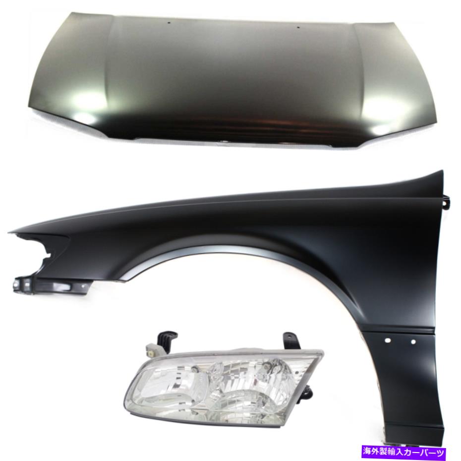 hood panel 2000年から2001年のトヨタカムリ3PCのフードキットヘッドライトとフェンダーがプライミングされています Hood Kit For 2000-2001 Toyota Camry 3pc Primed With Headlight And Fender【並行輸入品】