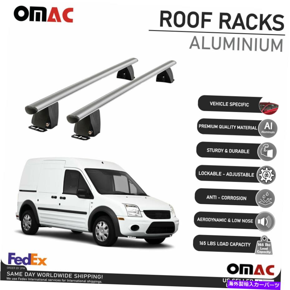ルーフキャリア シルバー固定ポイントクロスバールーフラックレールフォードトランジットコネクト2010-2013 Silver Fixed Point Cross Bar Roof Rack Rail For Ford Transit Connect 2010-2013【並行輸入品】
