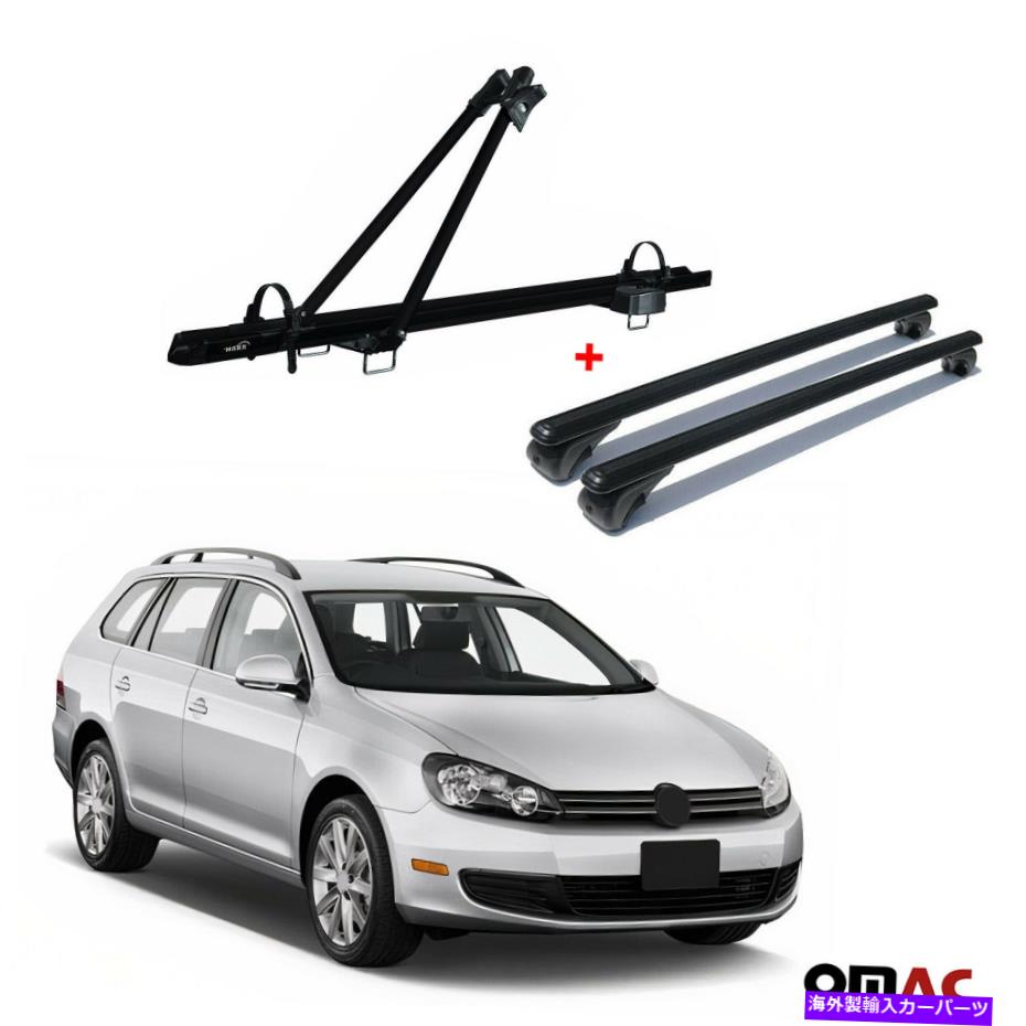 ルーフキャリア ルーフバイクキャリア +クロスバーBWジェッタスポーツワーゲン2009-2014用ブラックAluセット Roof Bike Carrier + Cross Bars Black Alu Set For VW Jetta Sportwagen 2009-2014【並行輸入品】