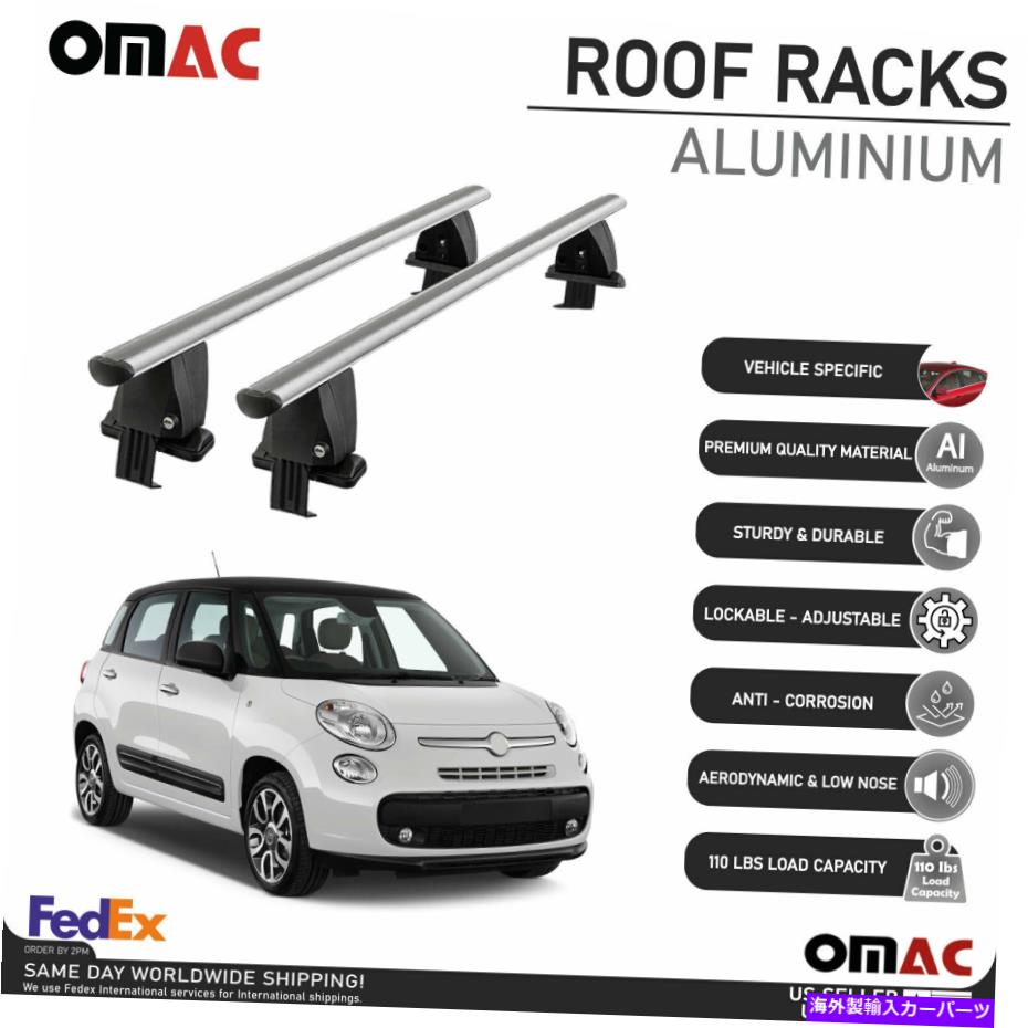 ルーフキャリア シルバースムーズトップルーフラッククロスバー荷物キャリアフィアット500L 2014-2020 Silver Smooth Top Roof Rack Cross Bar Luggage Carrier For Fiat 500L 2014-2020【並行輸入品】
