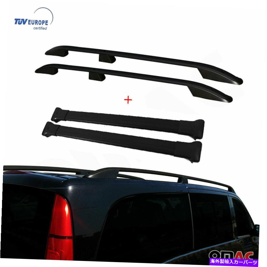 ルーフキャリア ルーフラックレールクロスバーフォードトランジットコネクト用のブラック4PCSセットショート10-2013 Roof Rack Rails Cross Bars Set Black 4Pcs For Ford Transit Connect Short 10-2013【並行輸入品】