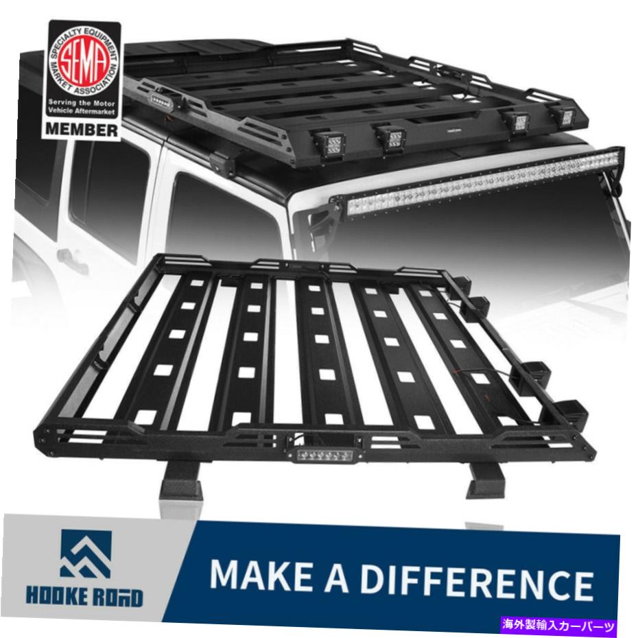 ルーフキャリア フックロードルーフラック貨物保管バスケットフィットジープラングラーJK 07-18 4DRハードトップ Hooke Road Roof Rack Cargo Storage Basket Fit Jeep Wrangler JK 07-18 4Dr Hardtop【並行輸入品】