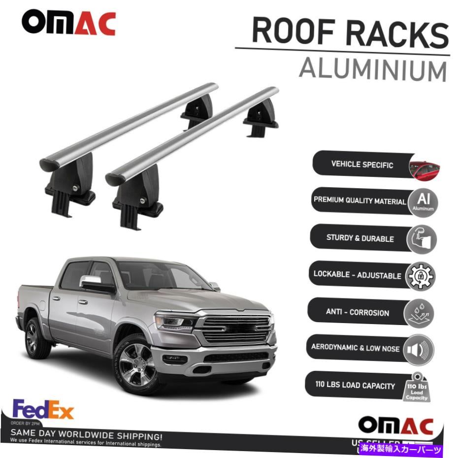ルーフキャリア ラム1500 4ドアのためのシルバースムーズルーフラッククロスバー荷物キャリア2019-2022 Silver Smooth Roof Rack Crossbar Luggage Carrier For RAM 1500 4 Door 2019-2022【並行輸入品】