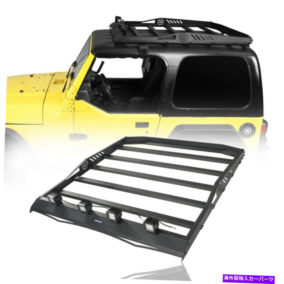 ルーフキャリア ジープラングラーのためのハードトップルーフレールラック貨物保管キャリアスチール97-06 Hard Top Roof Rail Rack Cargo Storage Carrier Steel For Jeep Wrangler TJ 97-06【並行輸入品】