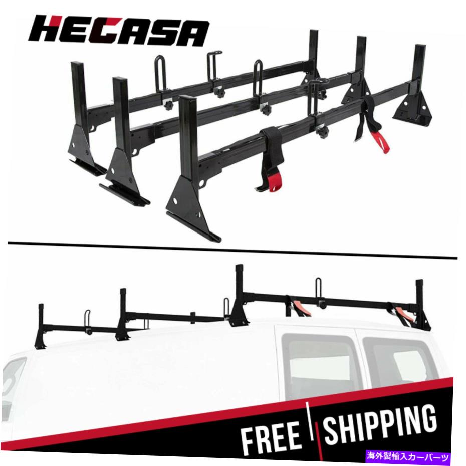 ルーフキャリア 96-22ラダールーフラックスチールクロスバー用のシボレーエクスプレスフルサイズバン3バー Chevy Express Fullsize Van 3 bar For 96-22 Ladder Roof Rack Steel CrossBar【並行輸入品】