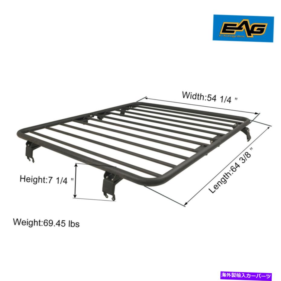 ルーフキャリア 07-18ジープラングラーJK 2ドアと4ドアと互換性のあるEAGスチールフラットルーフラック EAG Steel Flat Roof Rack Compatible with 07-18 Jeep Wrangler JK 2 Door & 4 Door【並行輸入品】