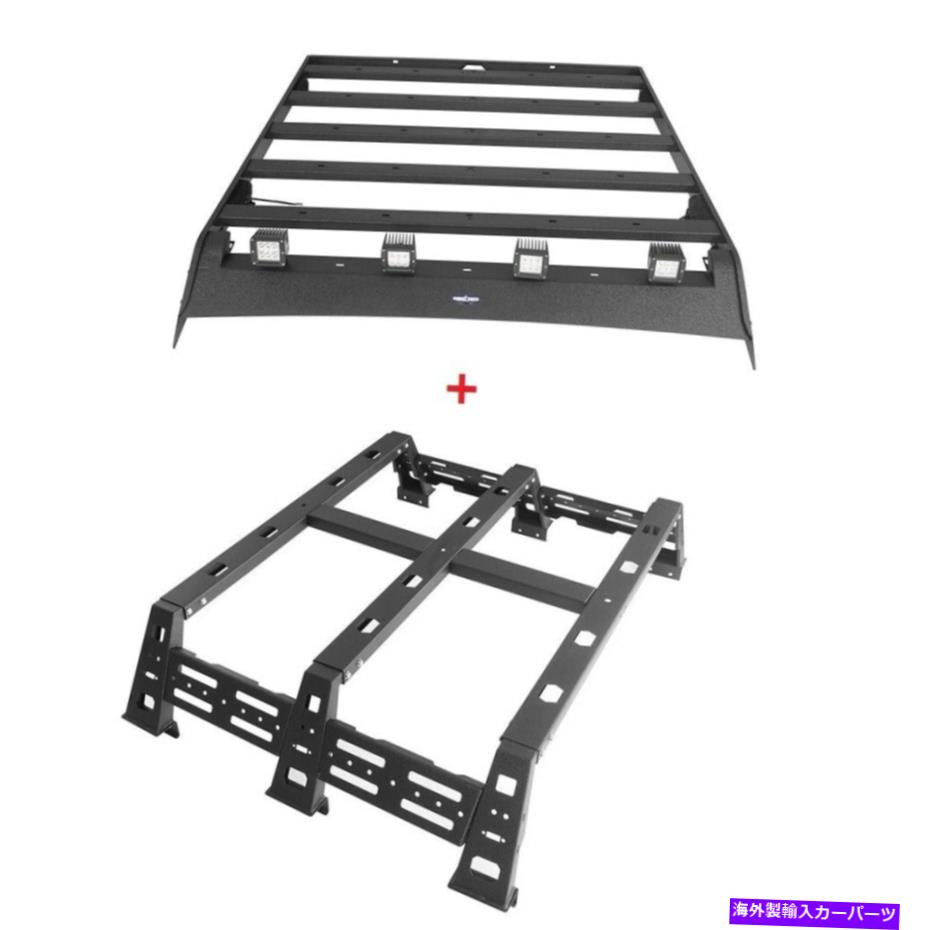 ルーフキャリア オフロードスチールルーフラック +ベッドラッククロスバーアセンブリフィットツンドラ07-13クルーキャブ Off-road Steel Roof Rack + Bed Rack Cross Bar Assembly Fit Tundra 07-13 Crewcab【並行輸入品】