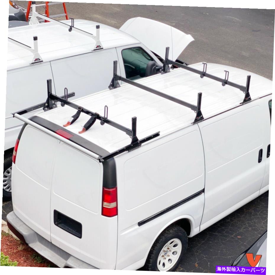 ルーフキャリア H1 3バースチールラダールーフラックw/ローラーフィット：Chevy Express/GMC Savana 96-on H1 3 Bar Steel Ladder Roof Rack w/Roller Fits:Chevy Express/GMC Savana 96-On【並行輸入品】