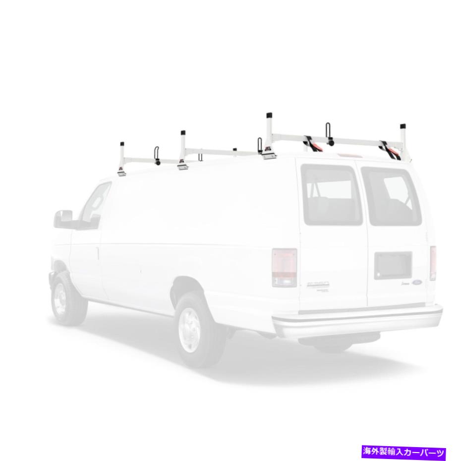ルーフキャリア フォードエコノリンのためのヴァンティックホワイトH1 3バーアルミニウムラダーラック1992-14 Vantech White H1 3 Bar Aluminum Ladder Rack for a Ford Econoline 1992-14【並行輸入品】