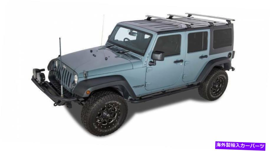 ルーフキャリア Rhino Rack 07-10フィットジープラングラー11-18ラングラーJK 4DRシルバー3バールーフラック Rhino Rack 07-10 Fits Jeep Wrangler 11-18 Wrangler JK 4dr Silver 3 Bar Roof Rack【並行輸入品】
