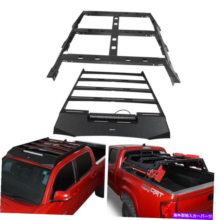 ルーフキャリア フックロードスチールルーフラック +トヨタタコマ用ベッドラッククロスバー05-22 4ドア Hooke Road Steel Roof Rack + Bed Rack Cross Bars for Toyota Tacoma 05-22 4 Doors【並行輸入品】
