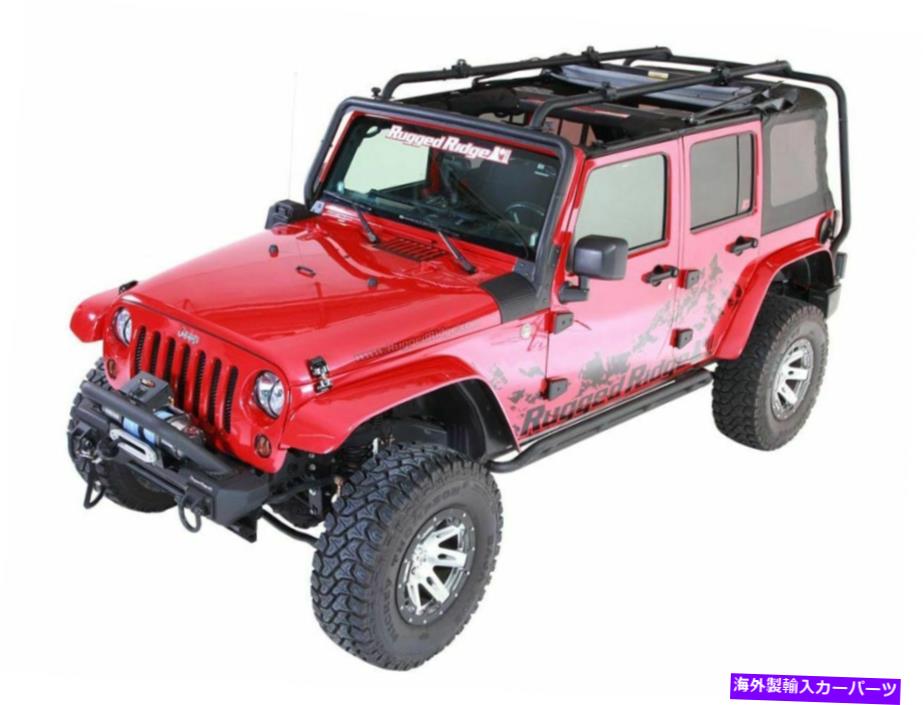 ルーフキャリア 07-18ジープ4ドアジープラングラーの頑丈なリッジシェルパルーフラック Rugged Ridge Sherpa Roof Rack for 07-18 Jeep 4-Door Jeep Wrangler【並行輸入品】