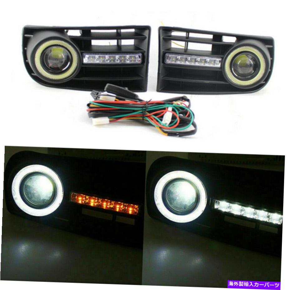 フォグライト フォグライトグリルカバーグリルグリルw/ drlランプ用VW用ゴルフラビットMK5 2005-2009 W Fog Light Grille Cover Grill w/ DRL Lamp For VW for Golf Rabbit MK5 2005-2009 w【並行輸入品】