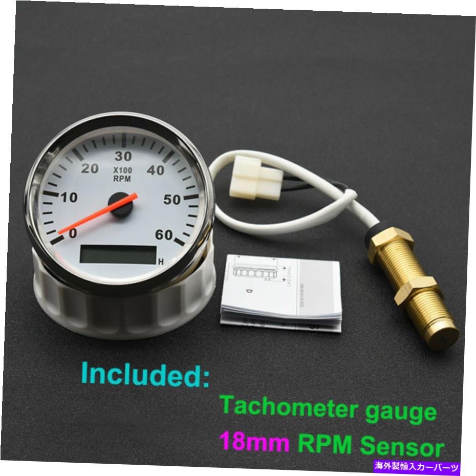 タコメーター 85mmタコメーターゲージ6000rpmタチョ+18mmセンサー付きLCD hourmeter for car boat 85mm Tachometer Gauge 6000RPM Tacho+18mm Sensor with LCD Hourmeter For Car Boat【並行輸入品】