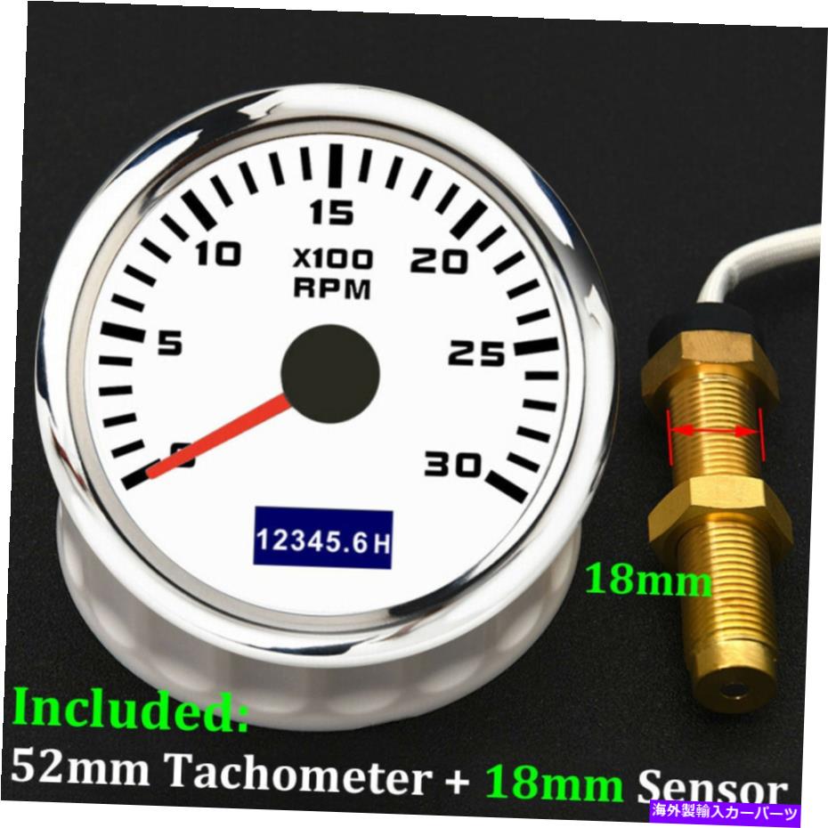 タコメーター 52mmタコメーター0-3000rpm時間メーターゲージタチョメーターセンサーと赤いバックライト 52MM Tachometer 0-3000RPM Hourmeter Gauge Tacho Meter Sensor With Red Backlight【並行輸入品】
