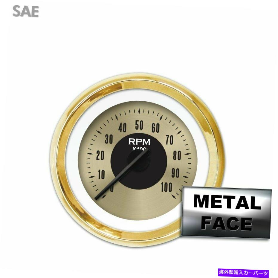 タコメーター タックゲージ - アメリカンクラシックゴールドVIII、ブラックモダンニードル、ゴールドトリムリング Tach Gauge - American Classic Gold VIII, Black Modern Needles, Gold Trim Rings【並行輸入品】