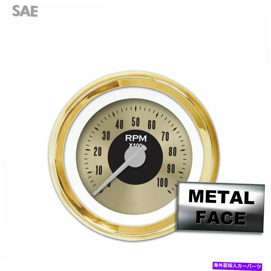 タコメーター タックゲージ - アメリカンクラシックゴールドVII、シルバーモダンニードル、ゴールドトリムリング Tach Gauge - American Classic Gold VII, Silver Modern Needles, Gold Trim Rings【並行輸入品】