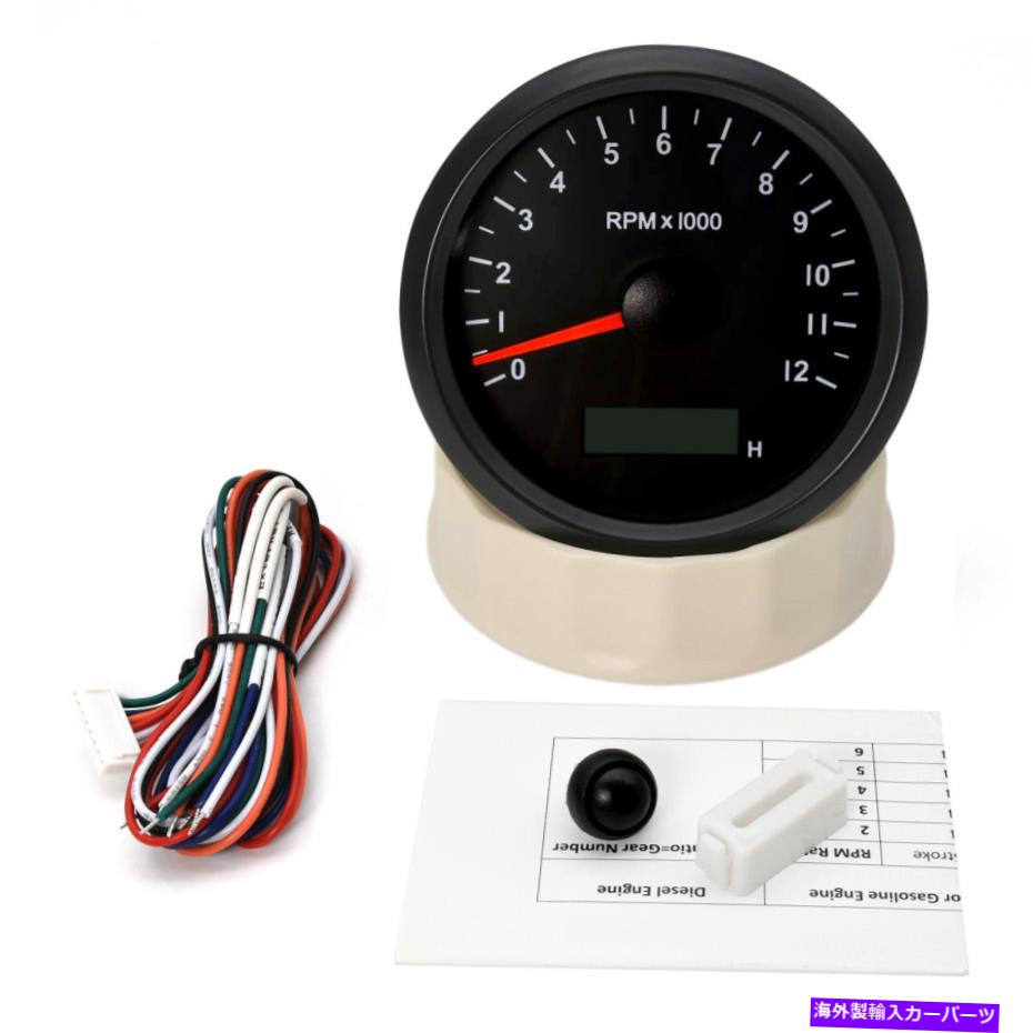 タコメーター 85mmタコメーター0-12000 rpm LCD時間メートル自動車オートバイマリン用ユニバーサル 85mm Tachometer 0-12000 RPM LCD Hour Meter Universal for Car Motorcycle Marine【並行輸入品】
