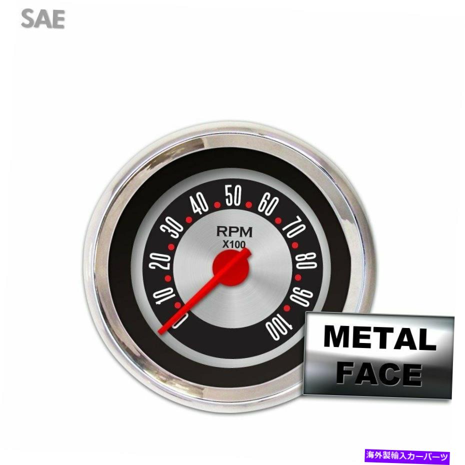 タコメーター Tach Gauge -American Retro Rodder IIII、RDモダンニードル、クロムトリムリング Tach Gauge - American Retro Rodder IIII, Rd Modern Needles, Chrome Trim Rings【並行輸入品】